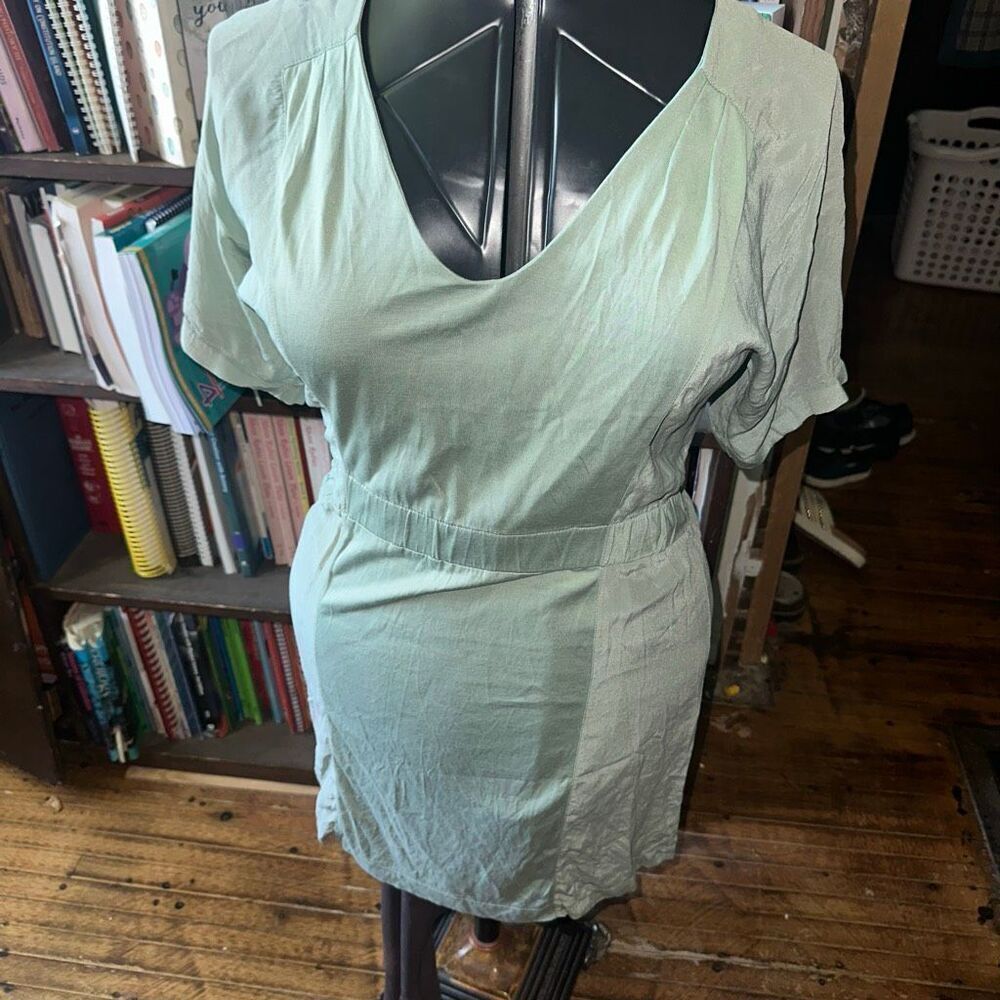J Crew S sage green silk elevated basic preppy mini dress